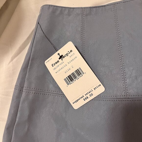 NWT Free People faux suede/leather mini skirt - Picture 3 of 4